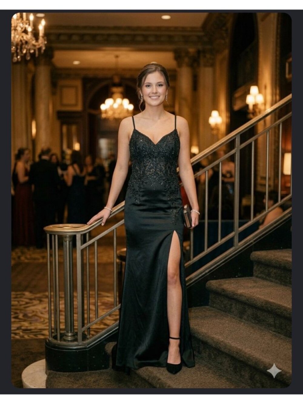 Elegant black formal gown featuring a sweetheart neckline size 14 NWOT